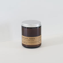 Load image into Gallery viewer, midnight amber - musk floral - luxury candle small 270g amber jar, simple thin brown label
